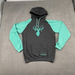Kings Camo Hoodie Mens Medium‎ Gray Green Graphic Print Fleece Lined Cotton Logo